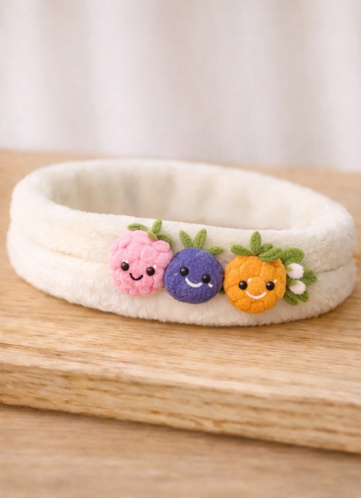 Yellow Sporty Baby Headband with Smile Fruit Plush – Cheerful and Photogenic
