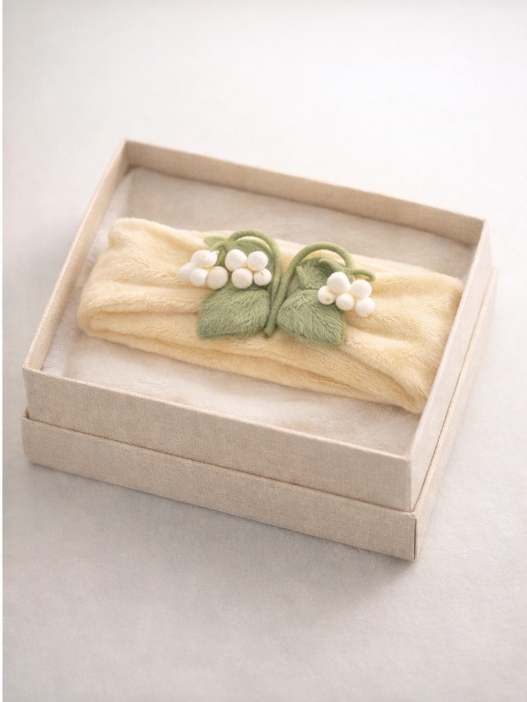 Double Lily of the Valley Baby Headband – Handcrafted Elegance for Boutique Gifting