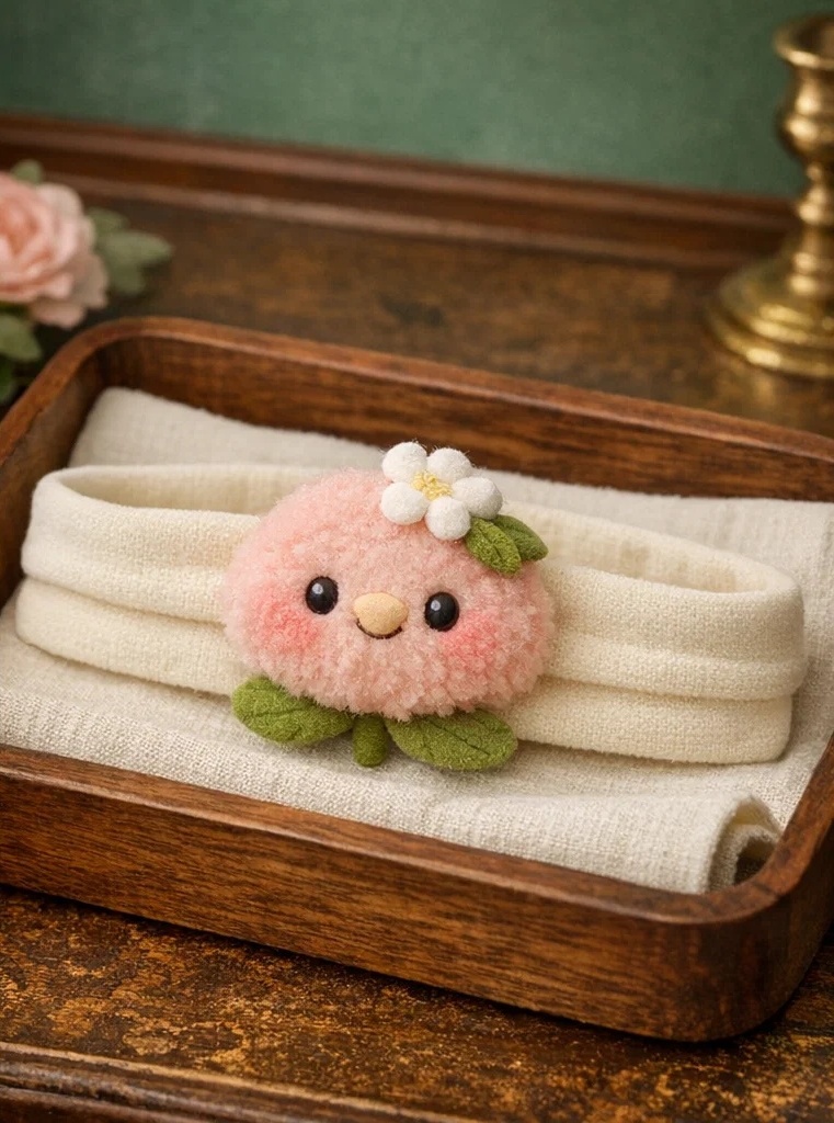 Fluffy Pink Plush Baby Headband with Sweet Flower Accent - Ideal for Special Occasions