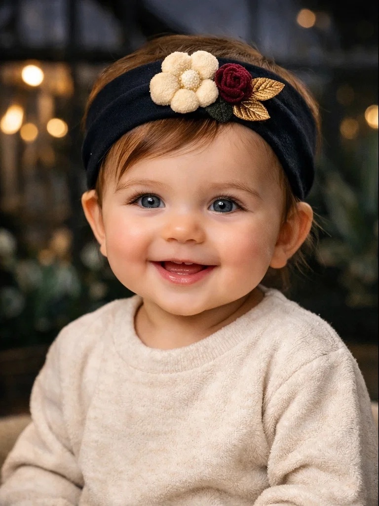 Elegant Flower Baby Headband – Luxury Boutique Newborn Hairband for Baby Girl