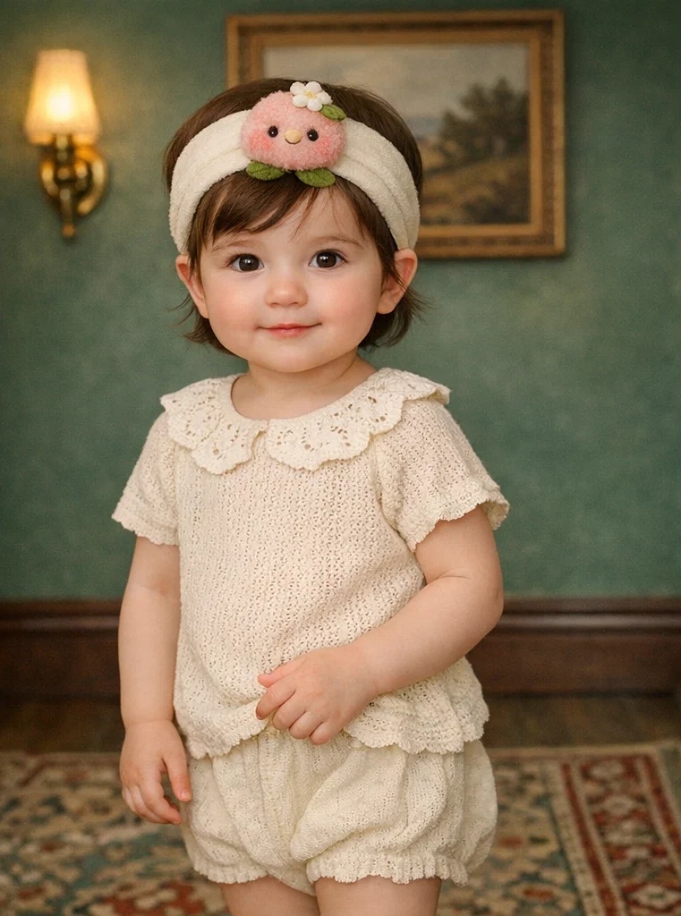 Fluffy Pink Plush Baby Headband with Sweet Flower Accent - Ideal for Special Occasions