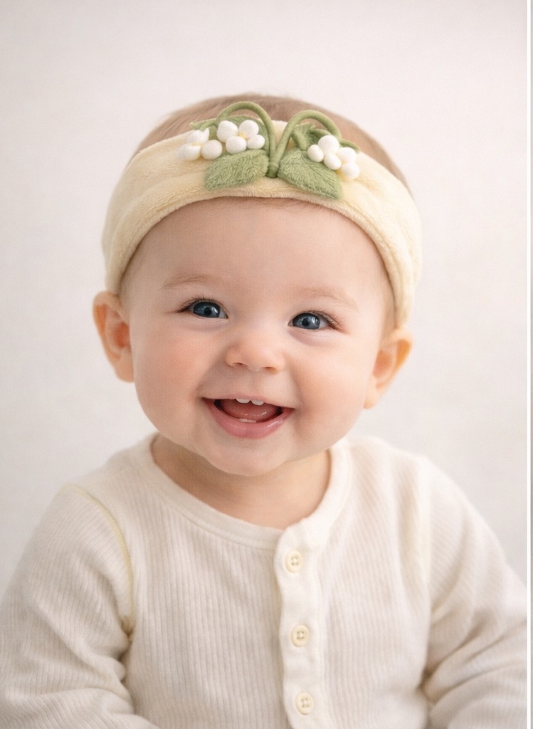 Double Lily of the Valley Baby Headband – Handcrafted Elegance for Boutique Gifting
