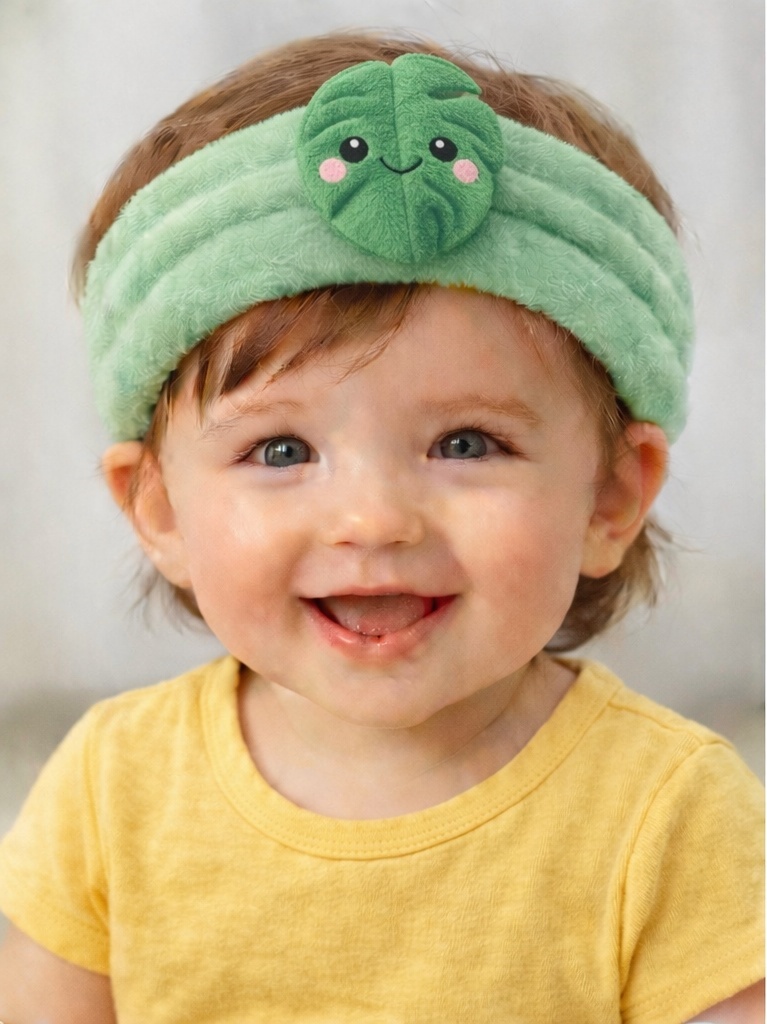 Bandeau bébé en peluche à motif végétal