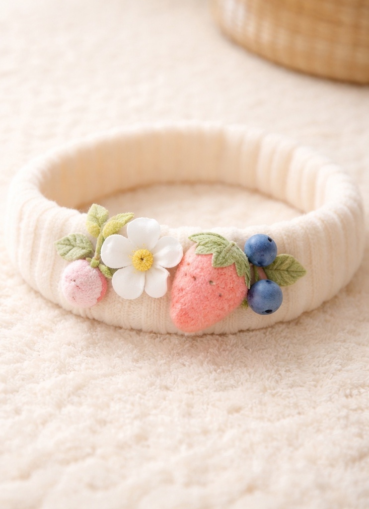 Lovely Lettered Baby Headband with Pink Berry Plush – Delicate Embroidery, Boutique Quality