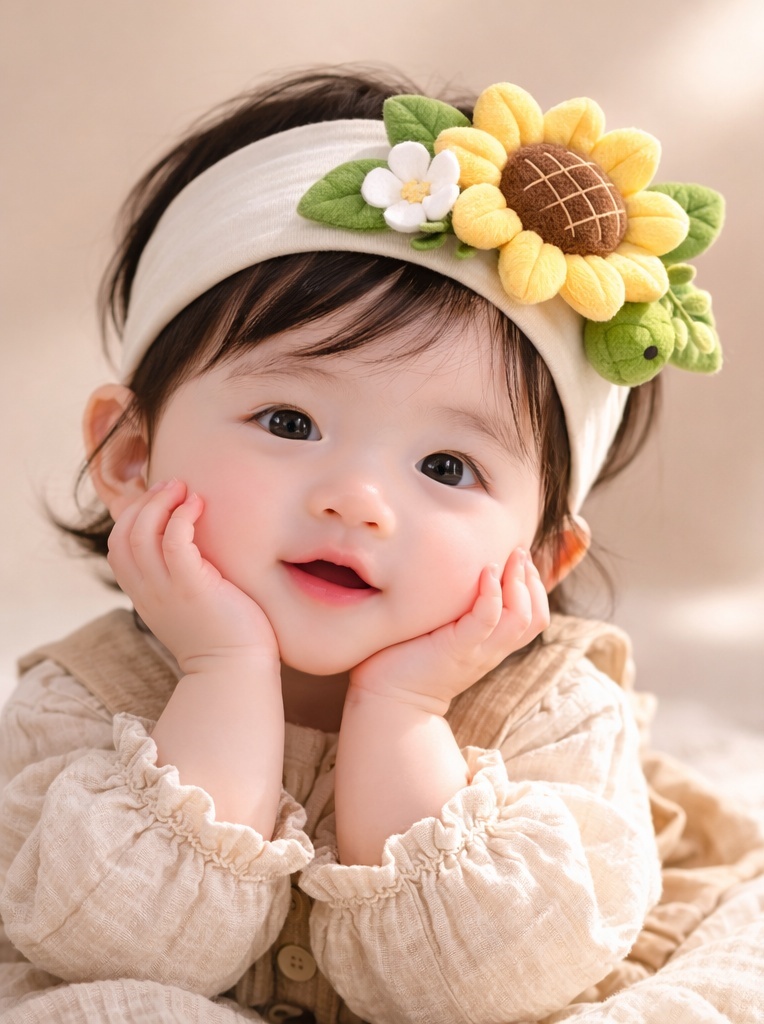 Private Label Sunflower Plush Baby Headband – High Margin Floral Infant Hairband for Bulk Orders