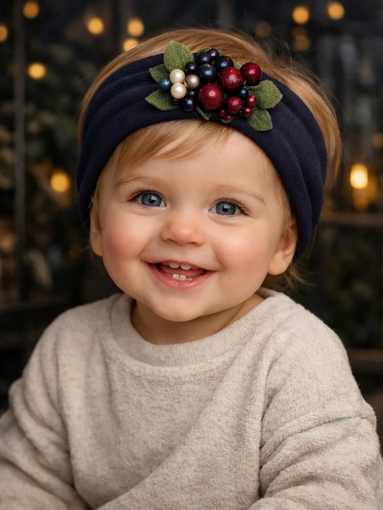 Berry Flower Baby Headband – Luxury Newborn Hairband for Baby Boutique Accessories