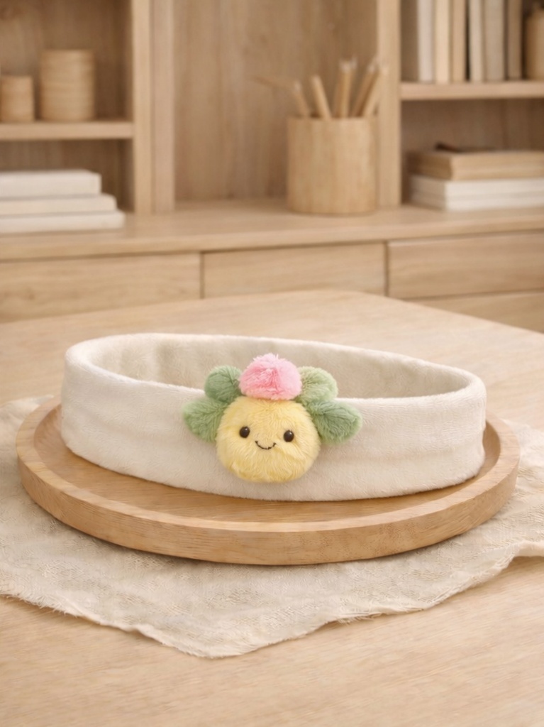 Wholesale Yellow Sunflower Baby Headband Plush Doll Stretch Spa Headband for Infants