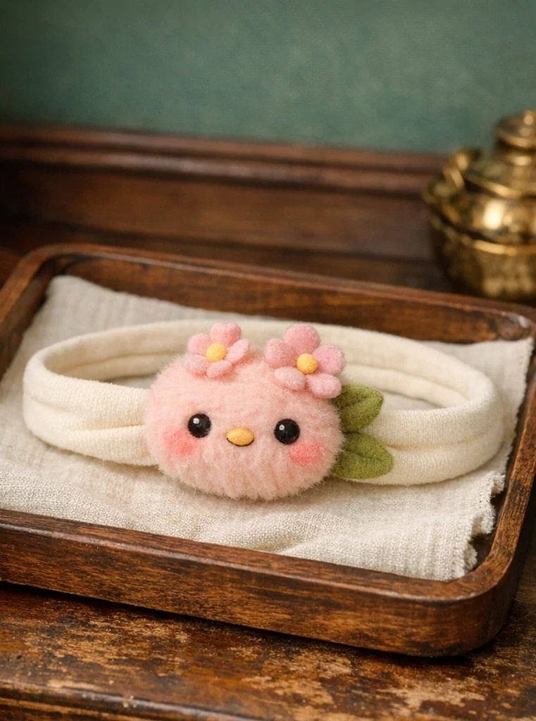 Charming Peach Plush Baby Headband with Sweet Fruit Design - Soft and Comfortable for Daily Wear