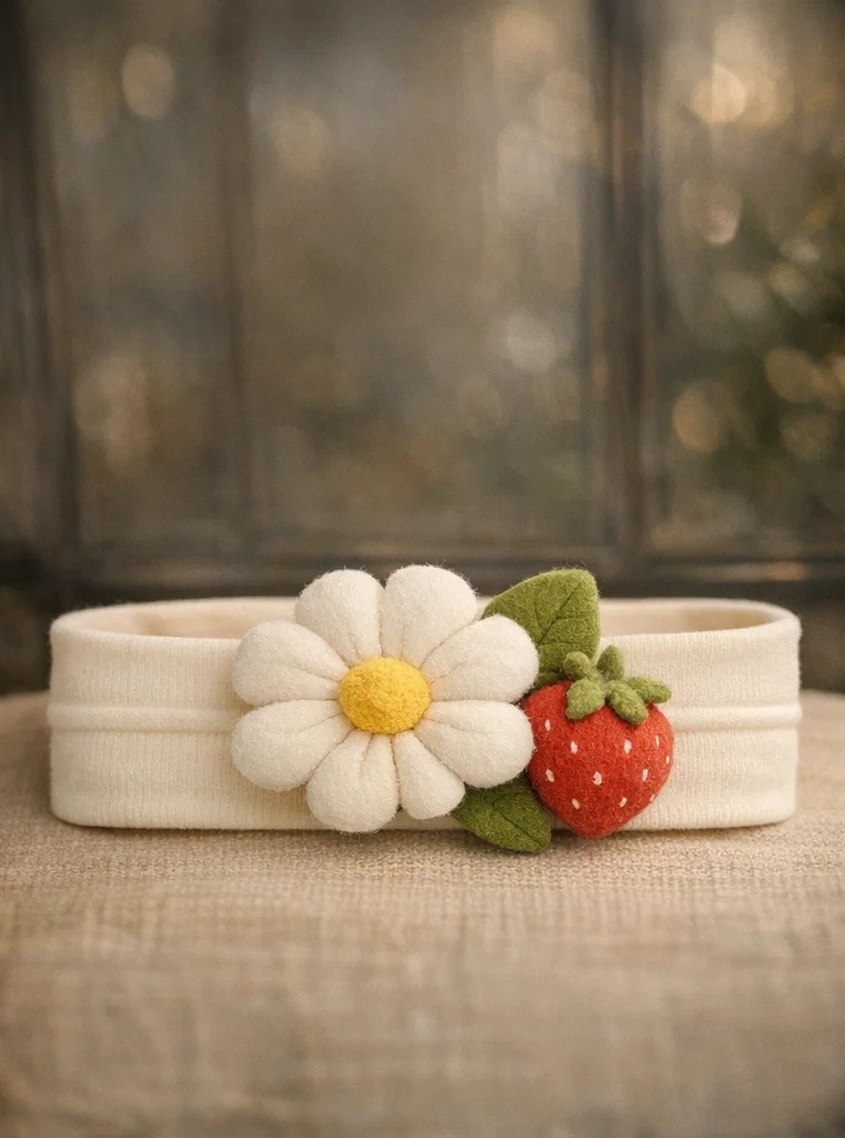 Diadema de bebé linda con flores hechas a mano – segura y cómoda para bebés