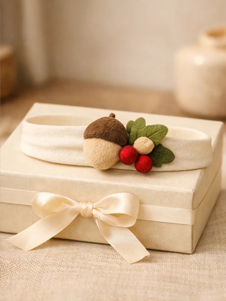 Cute Acorn Baby Headband – Woodland Style Newborn Hairband for Boutique Baby Stores