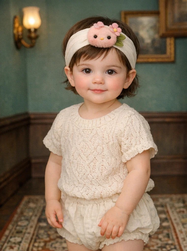 Charming Peach Plush Baby Headband with Sweet Fruit Design - Soft and Comfortable for Daily Wear