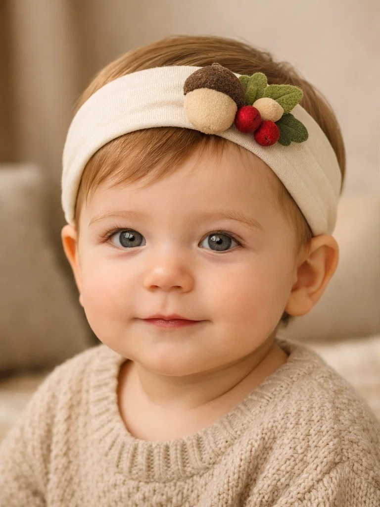 Cute Acorn Baby Headband – Woodland Style Newborn Hairband for Boutique Baby Stores