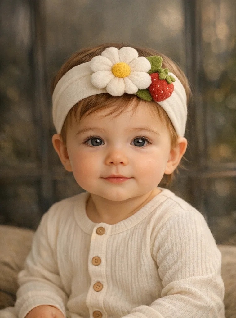 Diadema de bebé linda con flores hechas a mano – segura y cómoda para bebés