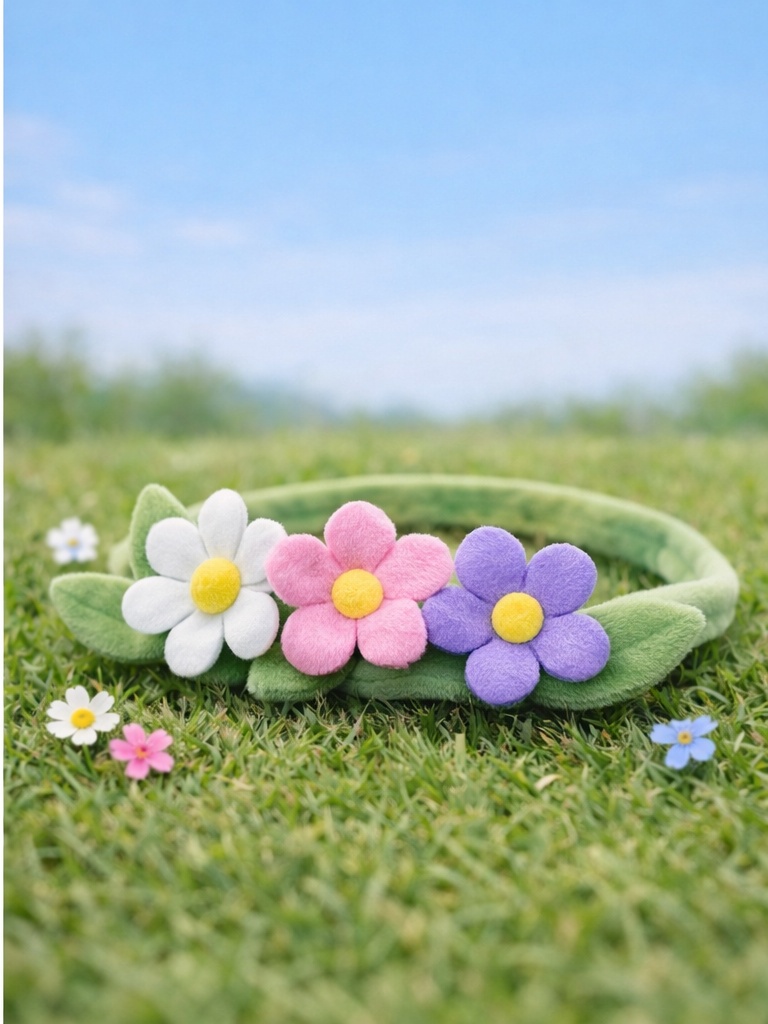 Colorful Daisy Baby Headband – Plush Floral Hairband for Toddlers