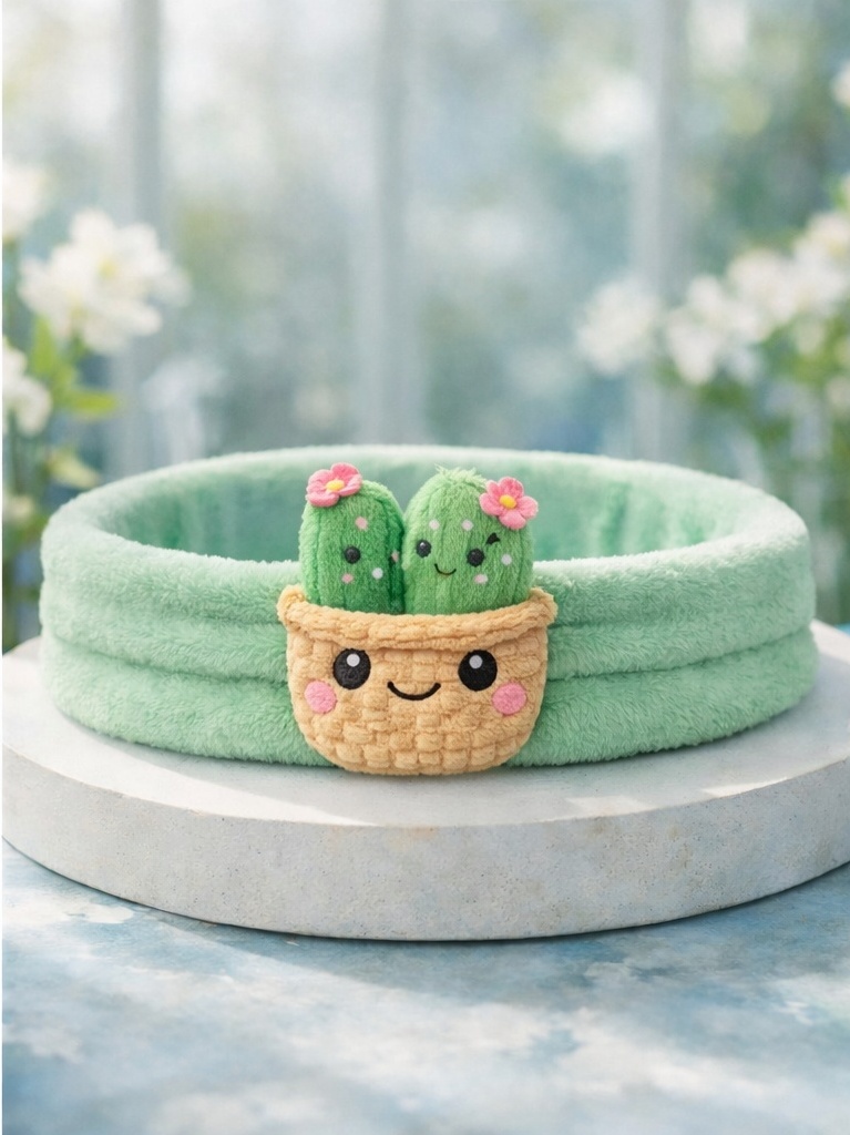 Faixa de cabelo infantil em pelúcia com design vegetal