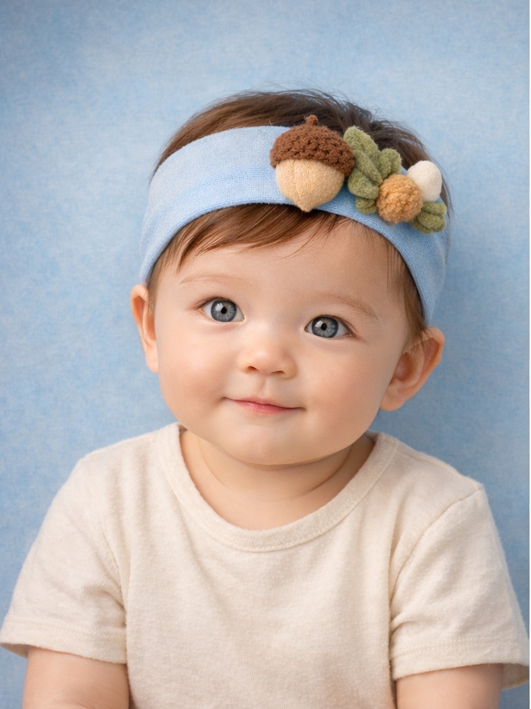 Faixa de cabelo para bebê com bolota fofa – Acessório macio, estiloso e confortável
