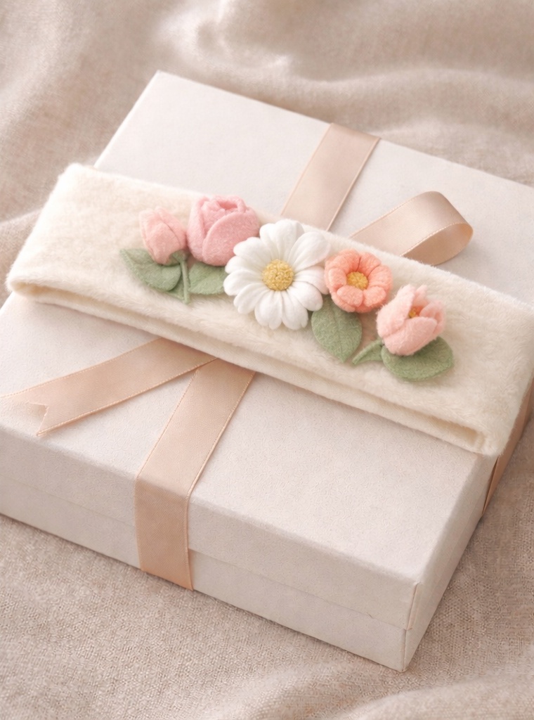 Elegant Felt Floral Baby Headband – Soft Comfortable Vintage Style