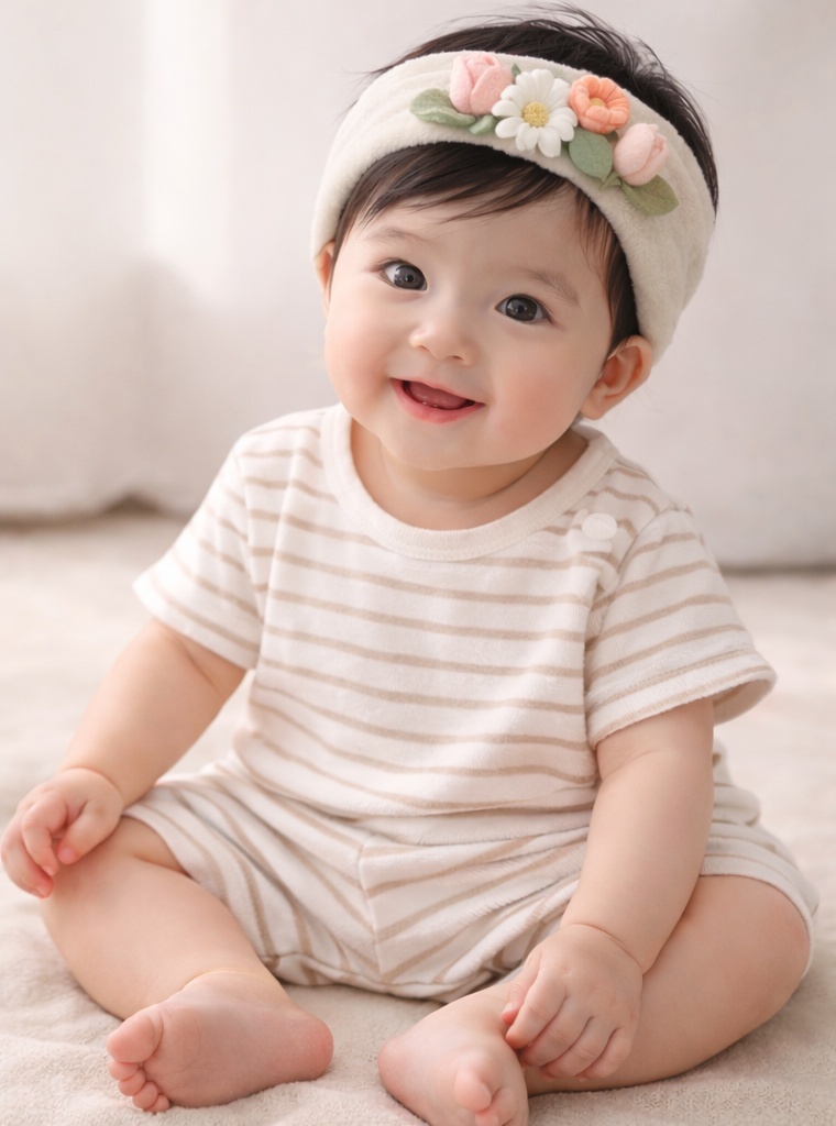 Elegant Felt Floral Baby Headband – Soft Comfortable Vintage Style