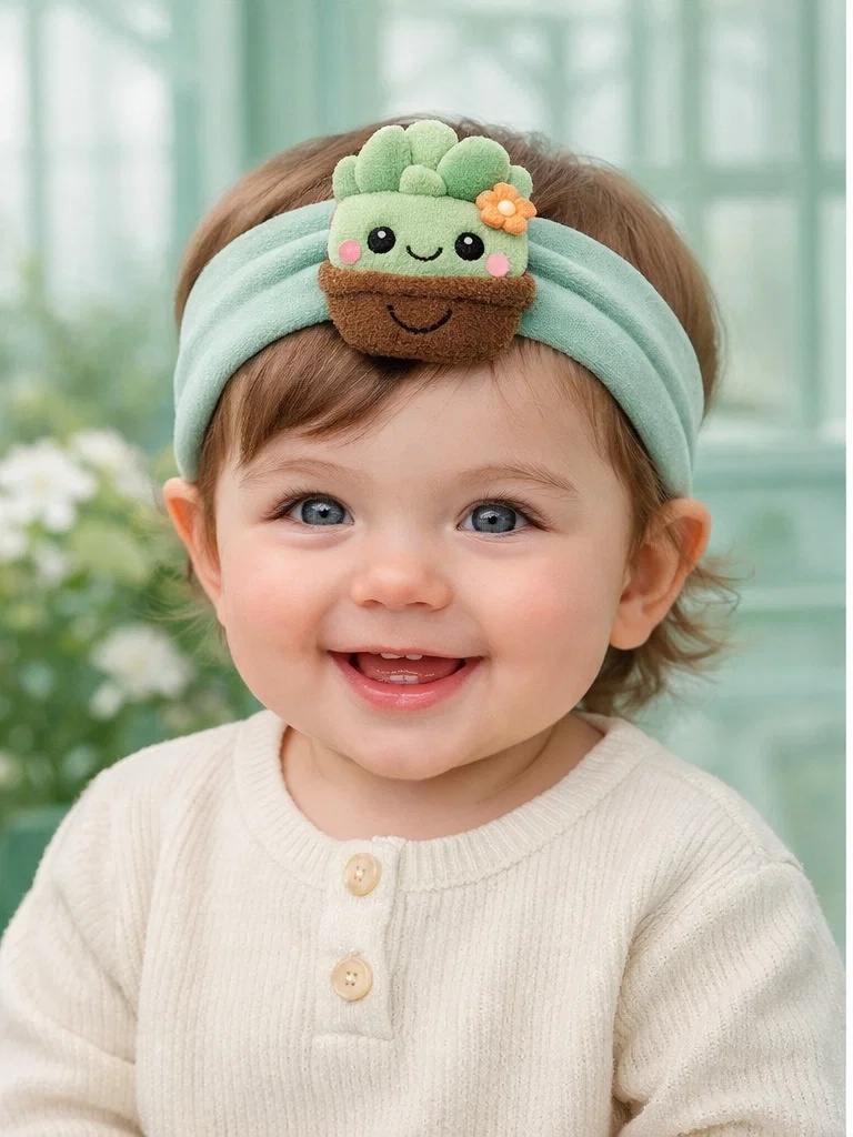Plush Succulent Baby Headband – Soft Stretch Baby Hair Accessory for Retail and Wholesale