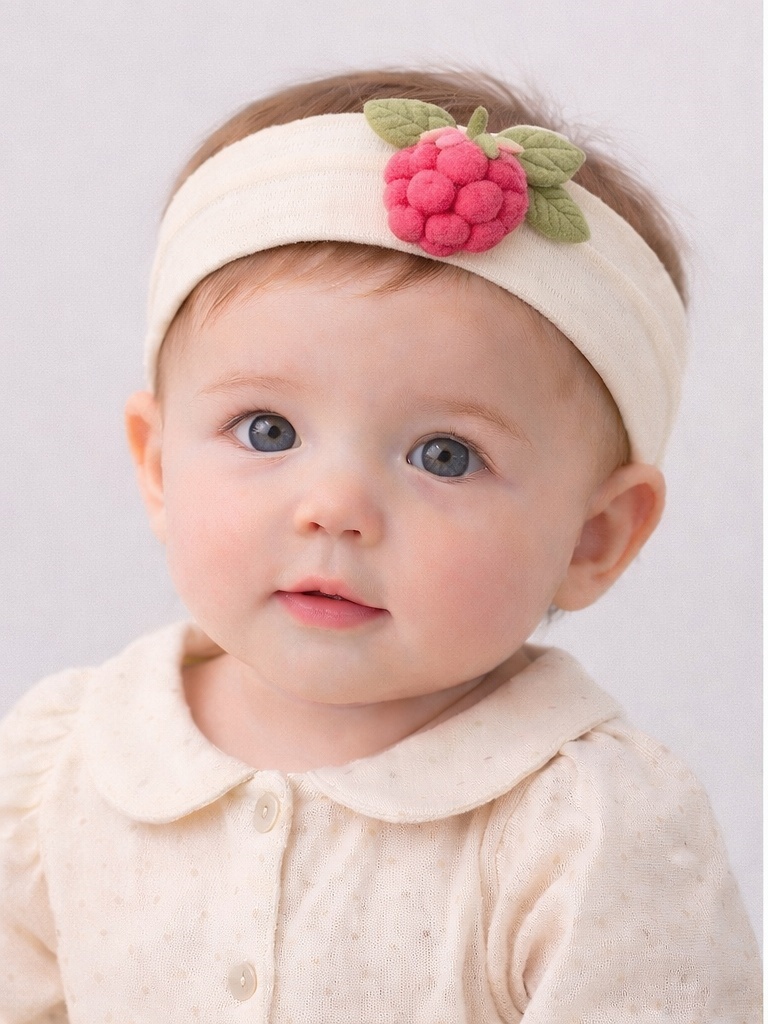 Raspberry-Themed Felt Baby Headband – Eco-Friendly Soft Fabric for Sensitive Skin