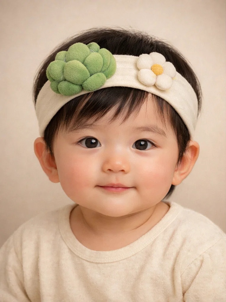 Wholesale Handmade Succulent & Daisy Baby Headband – Customizable Soft Baby Hair Accessory