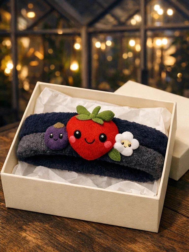 Cartoon Strawberry Baby Headband – Plush Fruit Doll Hairband for Baby Boutique