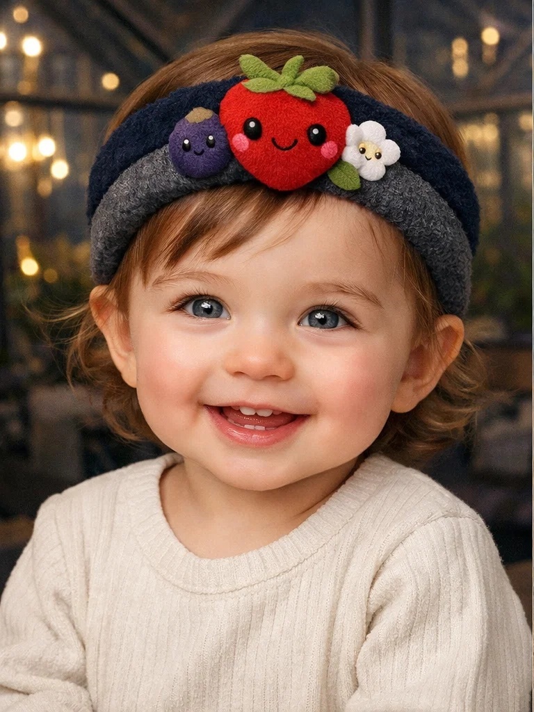 Cartoon Strawberry Baby Headband – Plush Fruit Doll Hairband for Baby Boutique
