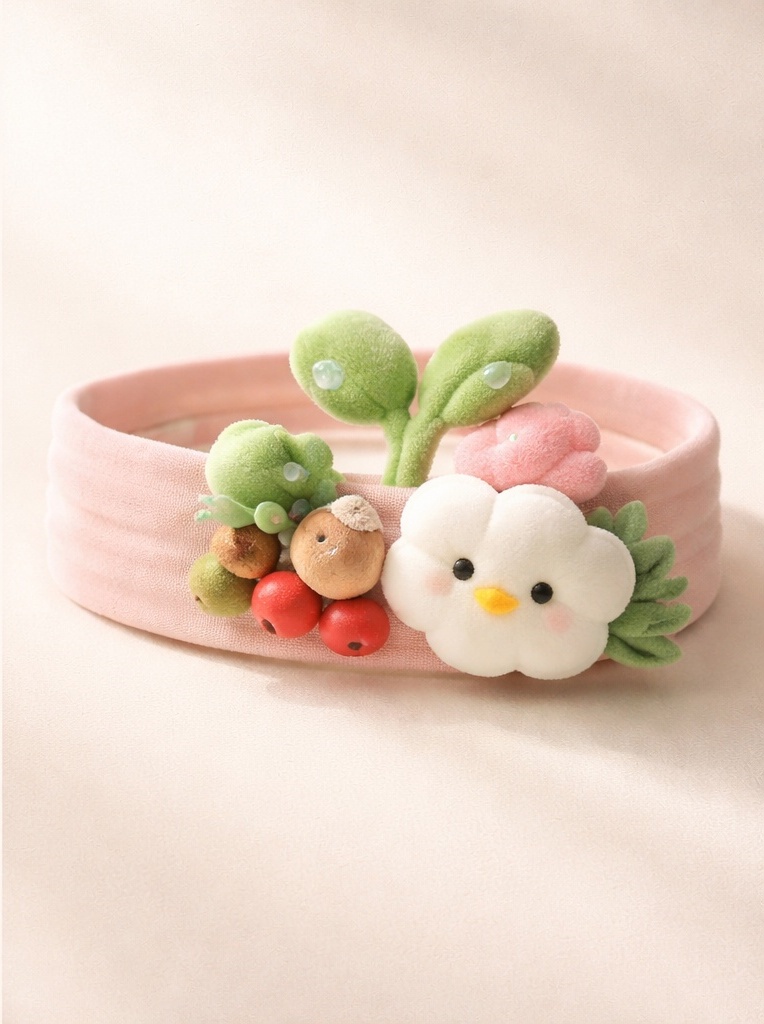 Custom Pink Floral Cartoon Baby Headband – Soft Plush Infant Hairband for Wholesale & OEM