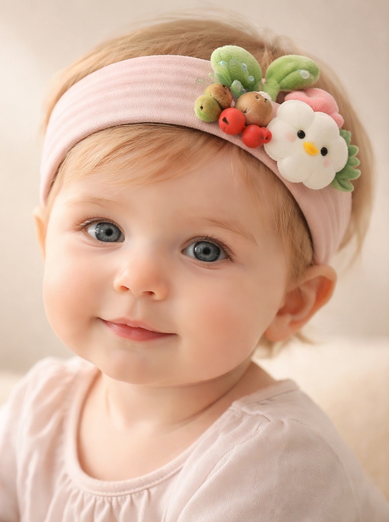 Custom Pink Floral Cartoon Baby Headband – Soft Plush Infant Hairband for Wholesale & OEM