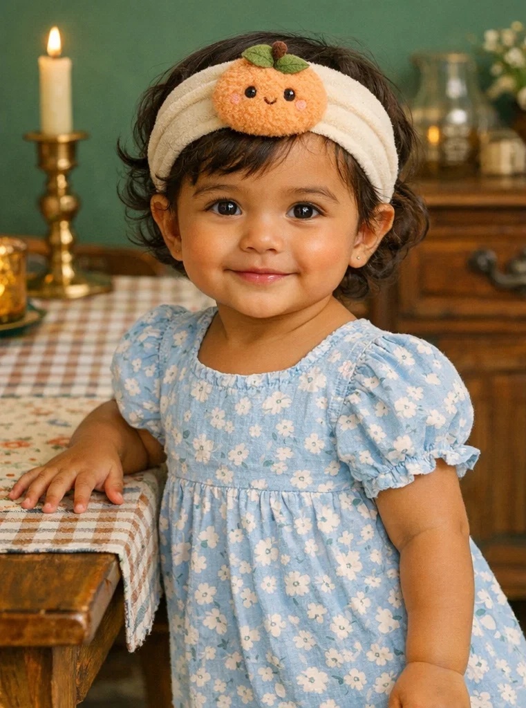 Charming Orange Baby Headband with Soft Plush Material