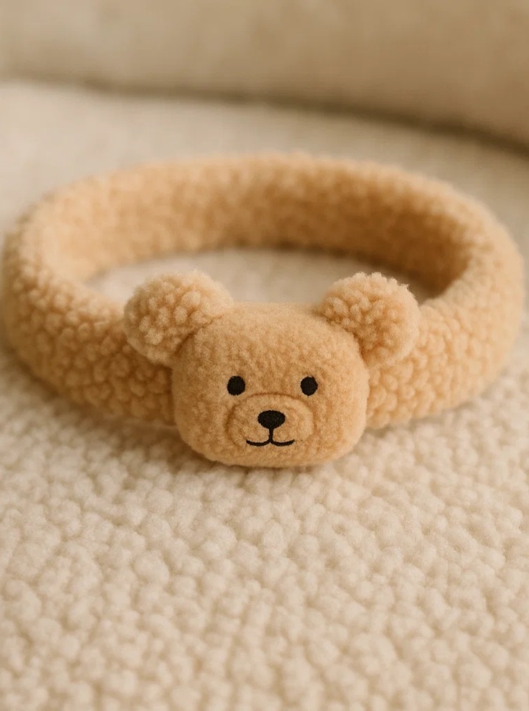 Bandeau bébé en peluche ourson – Polaire douce et extensible