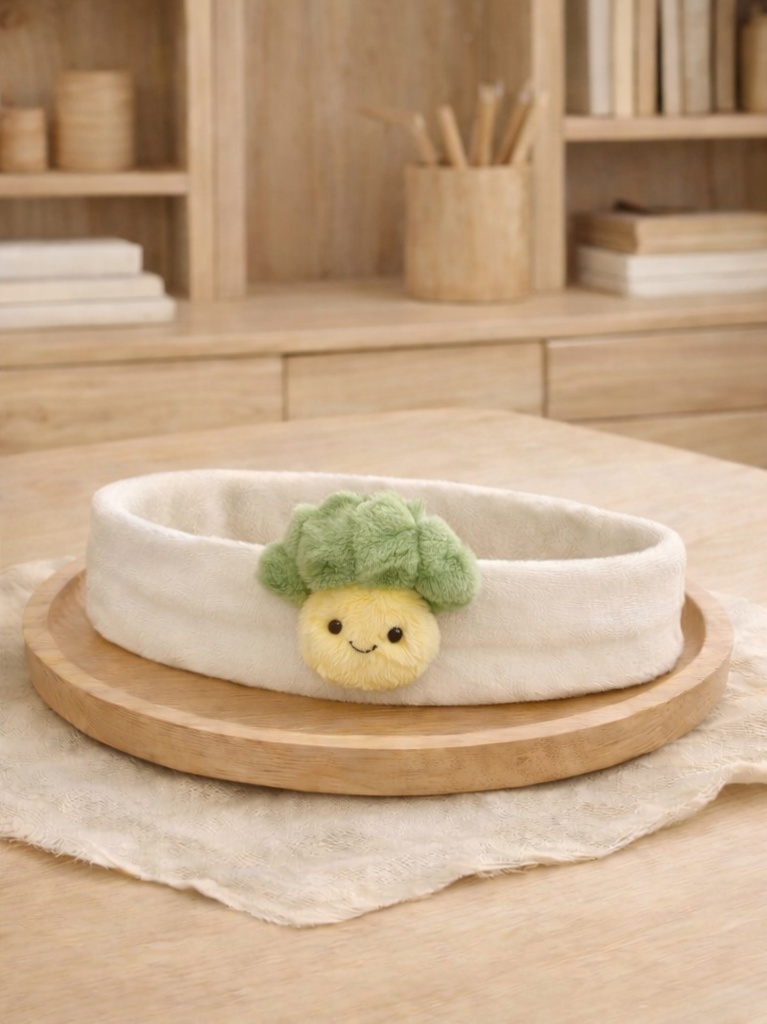 Wholesale Cream Broccoli Baby Headband Cute Plush Doll Stretch Headband for Newborn Gift Sets