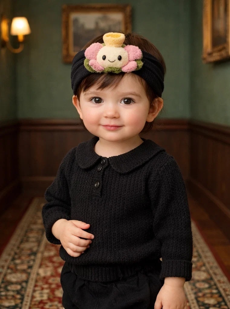 Flower Baby Headband with Charming Pink and Yellow Design