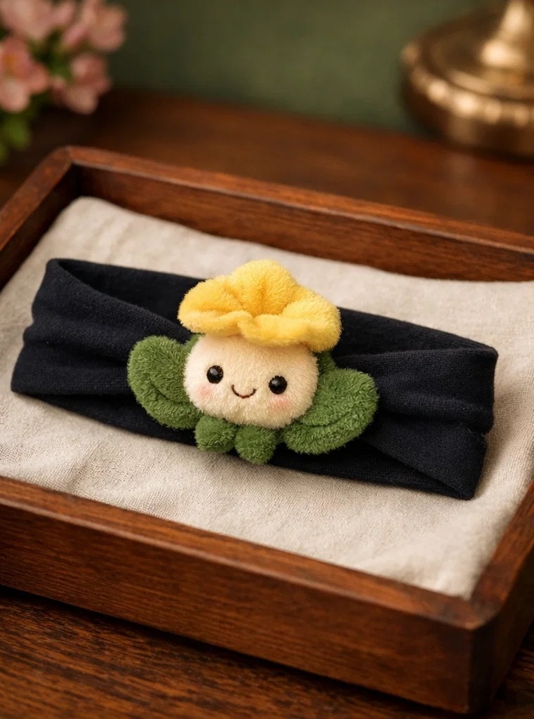 Cute Baby Headband Featuring a Smiling Peach Cartoon