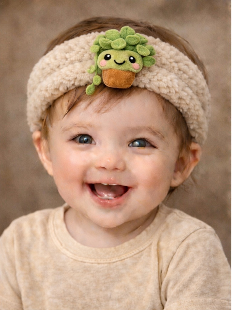 Faixa de cabelo infantil em pelúcia com boneco fofo
