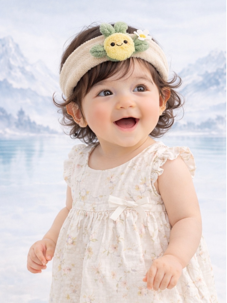 Boutique Cream Fruit Baby Headband Soft Plush Cartoon Doll Head Wrap for Baby Bath Accessories