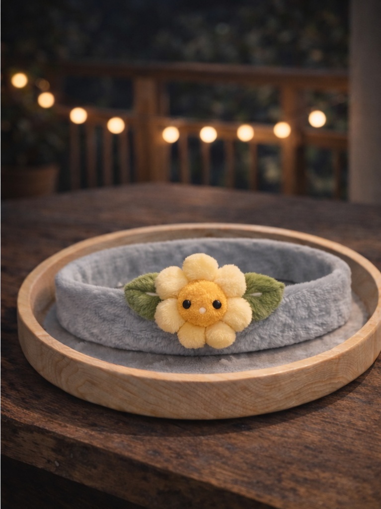 OEM Grey Daisy Baby Headband Plush Floral Doll Elastic Headband for Infant Collections