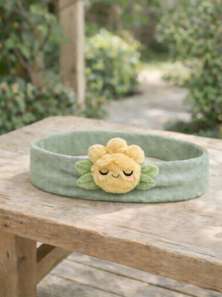 Custom Yellow Flower Baby Headband Soft Plush Doll Head Wrap for Boutique Baby Stores