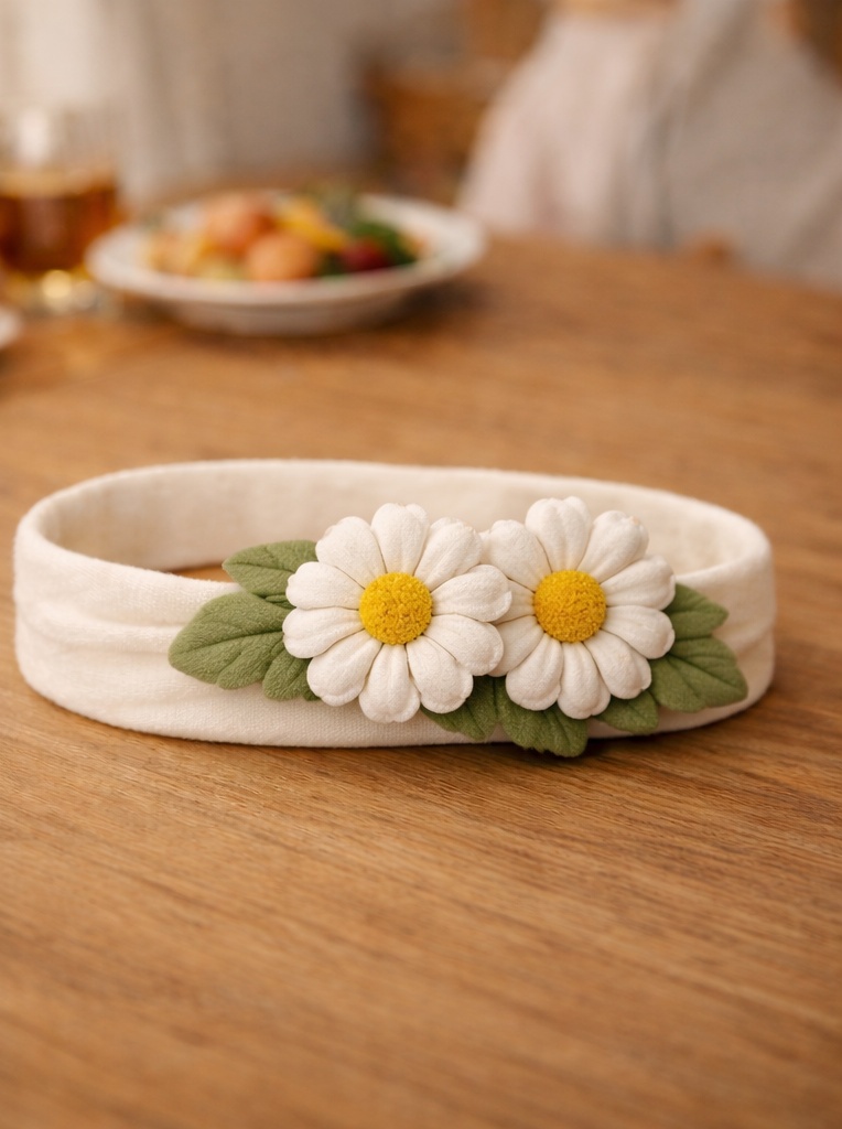 Floral Daisy Baby Headband – Charming Handmade Look for Eco Baby Brands