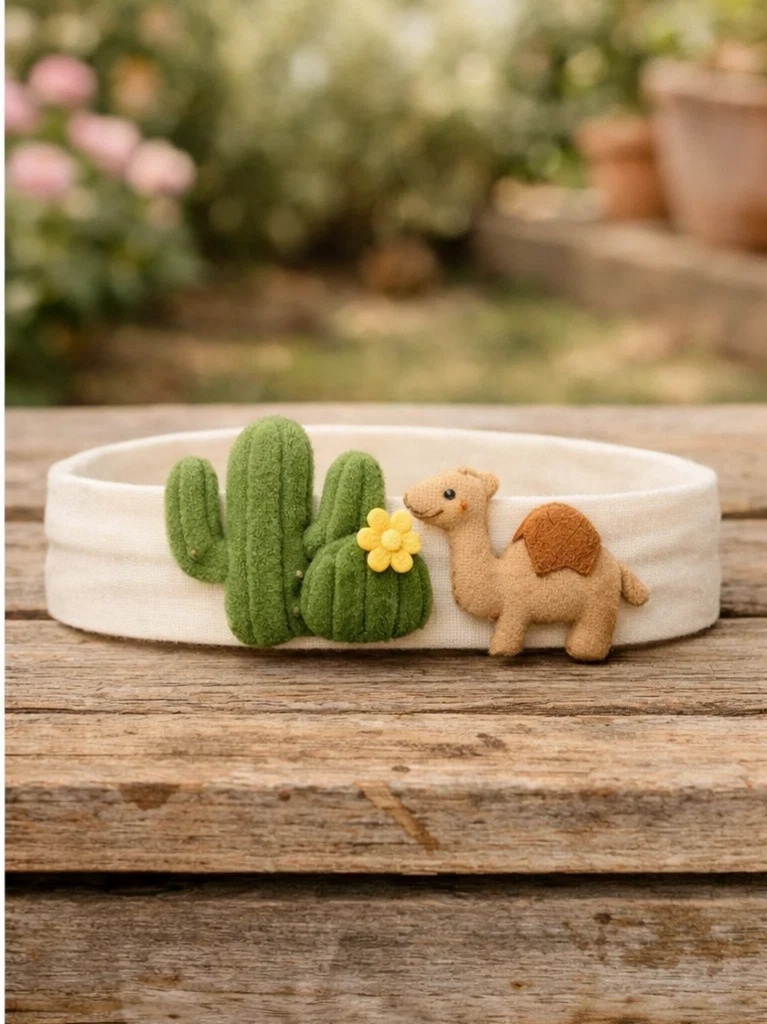 Desert Animal Baby Headband – Plush Camel & Cactus Design, Perfect for Infant Photo Shoots