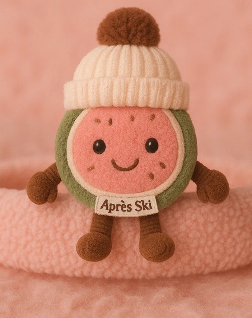 Bandeau bébé en peluche fruit rose avec feuille verte – Adorable accessoire capillaire pour nourrisson