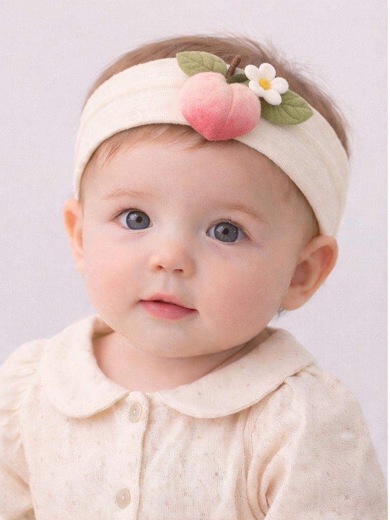 Peach Blossom Baby Headband – Elegant Handmade Felt Accessory for Baby Showers & Gifts