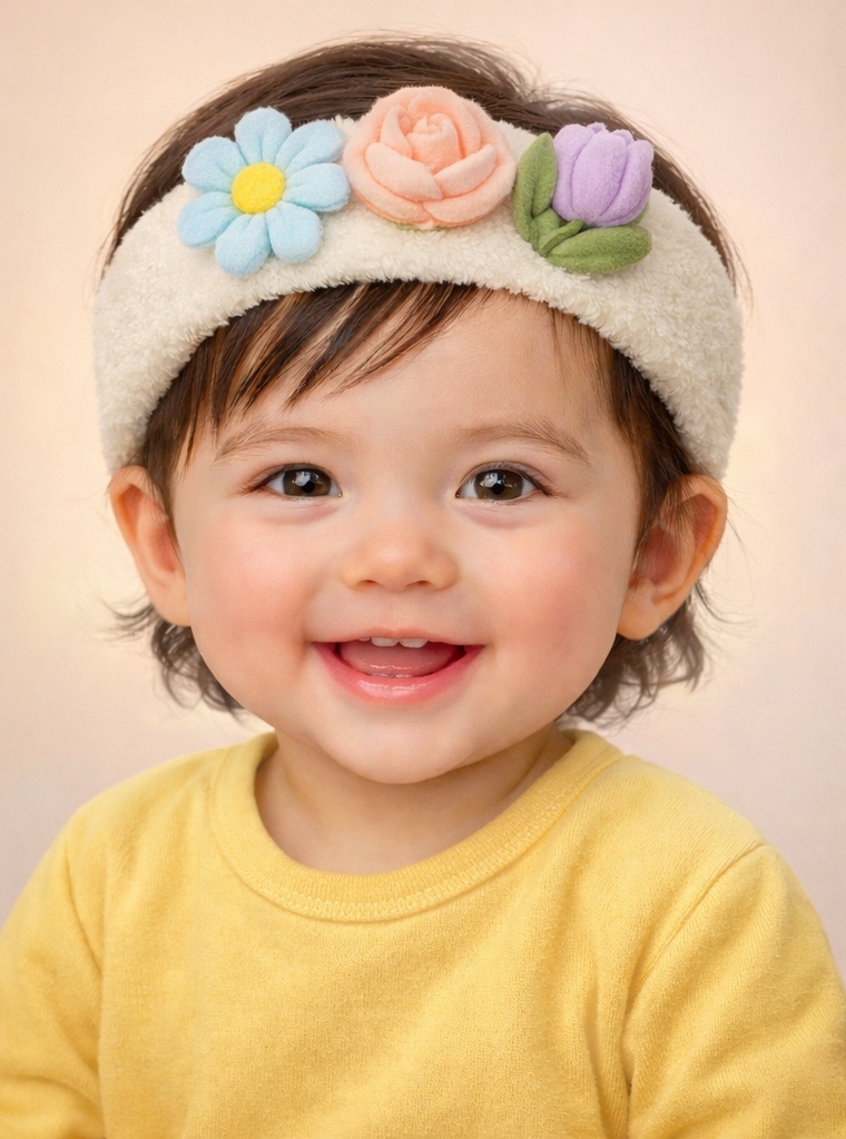 Premium Felt Baby Headband with Handmade Floral Accents – Perfect for Photography and Gifting