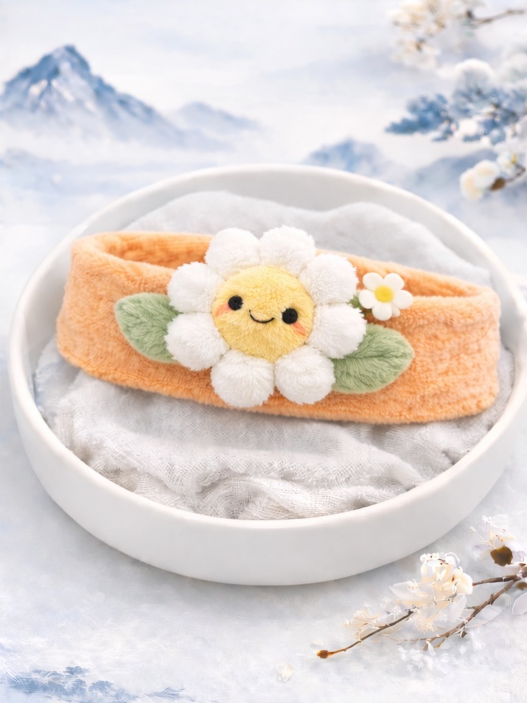 Boutique Orange Daisy Baby Headband Plush Floral Doll Headband for Infant Gift Sets