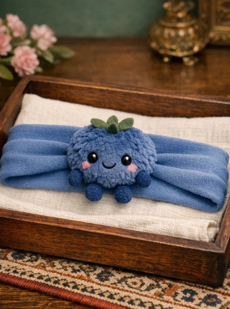 Cute Blue Berry Plush Baby Headband for Infant Fashion Collections