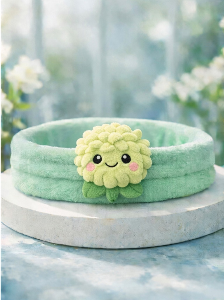 Bandeau bébé en peluche motif plante
