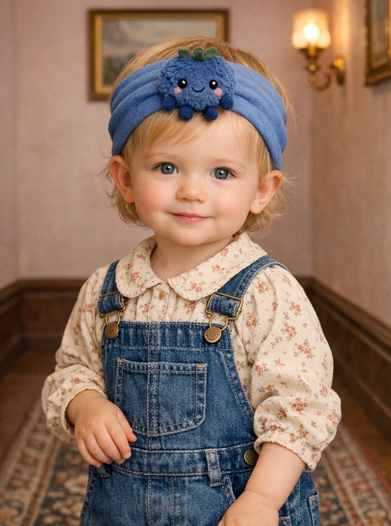 Cute Blue Berry Plush Baby Headband for Infant Fashion Collections