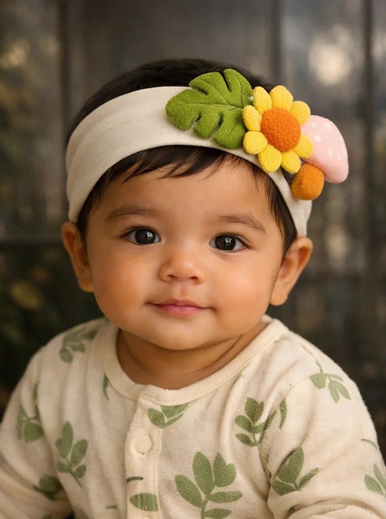 Von B2B-Käufern bevorzugtes Baby-Stirnband mit Gänseblümchen und Sukkulente für Boutique-Sortimente