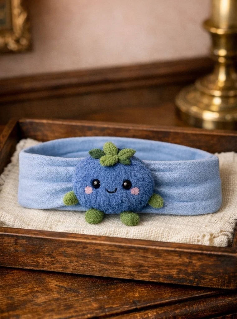 Adorable Cartoon Blue Plush Baby Headband for Gift Retail