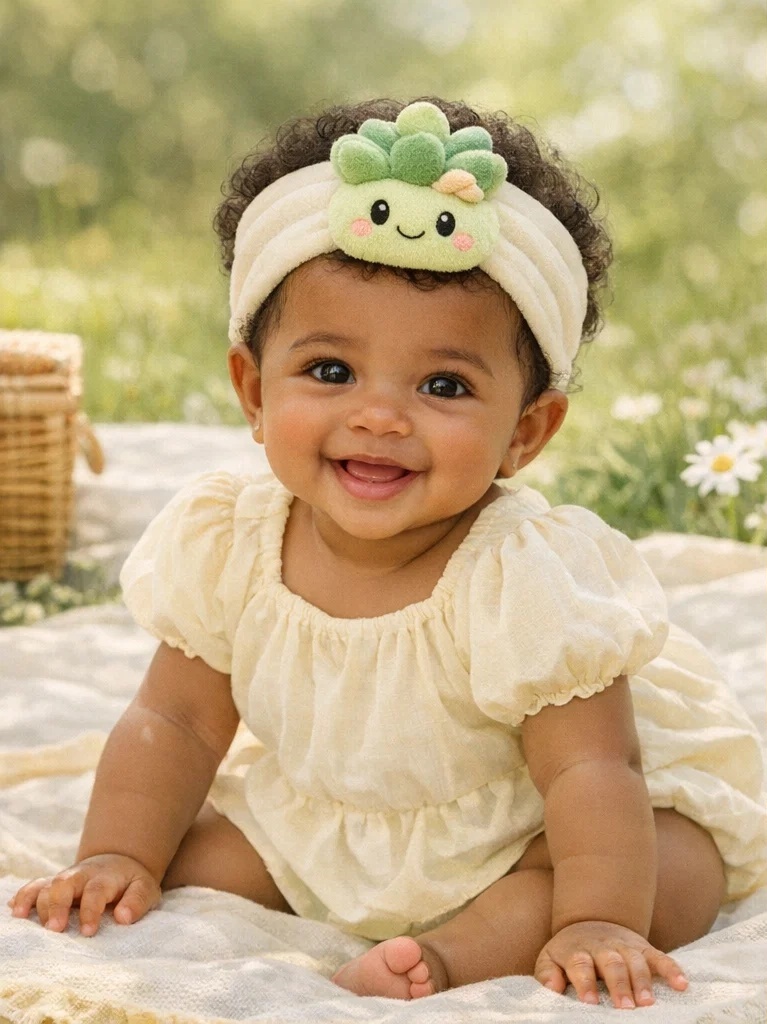 Bandeau bébé en peluche à poupée succulente pour vente en gros – accessoire boutique doux prêt pour marque privée